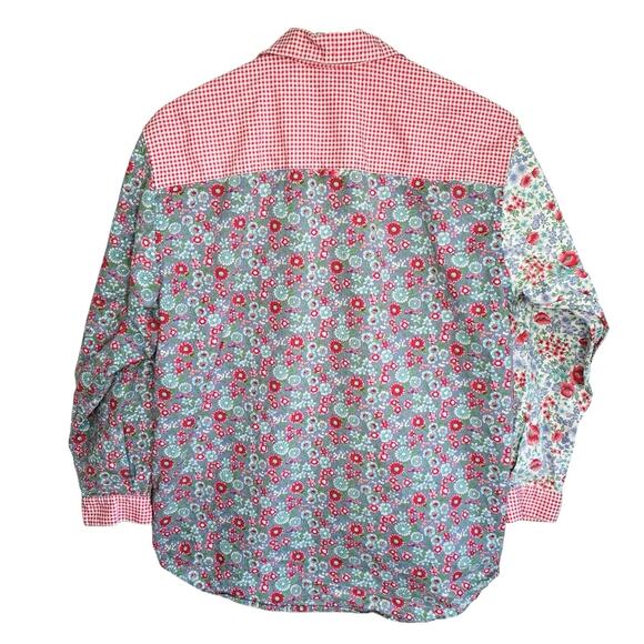 Vintage Gap Brand Gingham Floral Patchwork Shirt XL Boho Cottage Western Retro - Picture 2 of 8